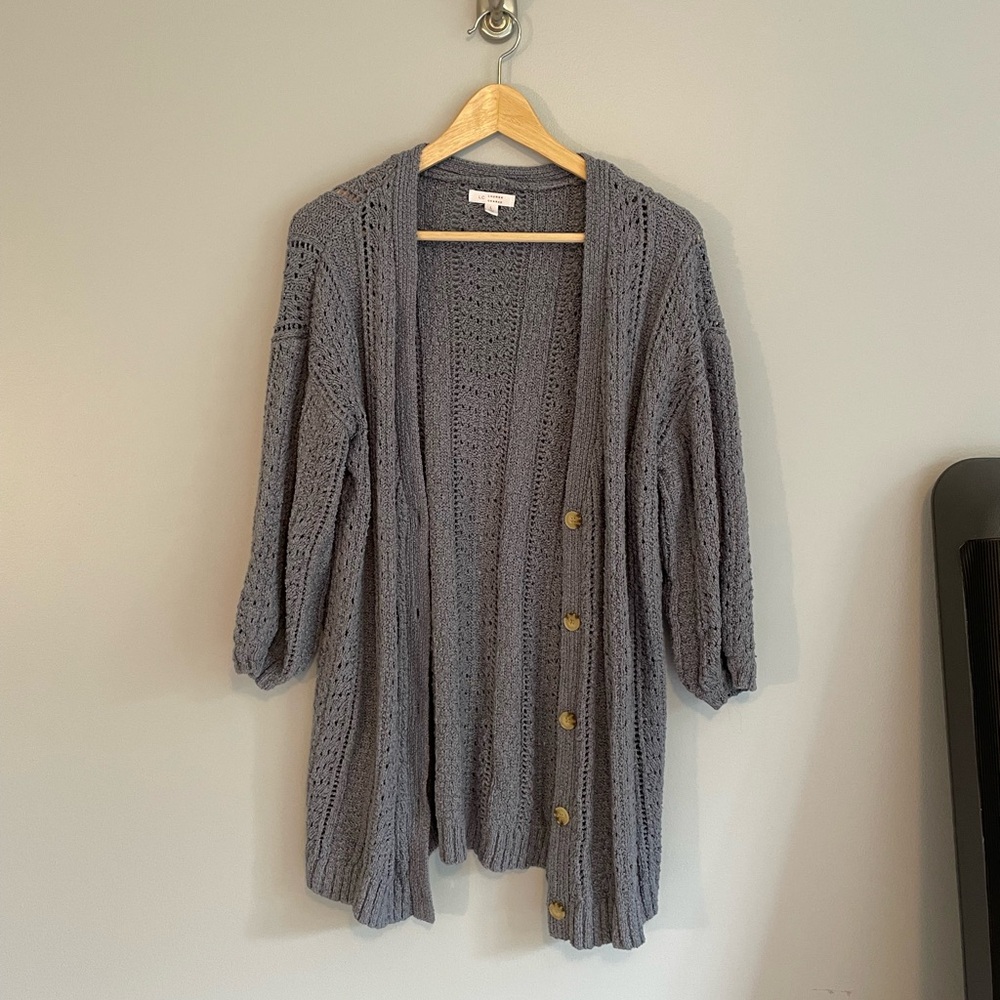 Cozy Gray Knit Cardigan Sweater